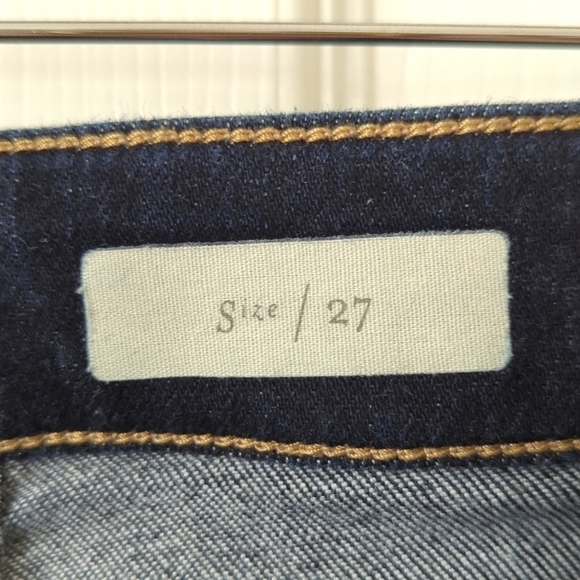 Pilcro Stet Twisted Seam Mid Rise Dark Wash Buttoned Ankle Crop Skinny Jeans 27 - Picture 9 of 16